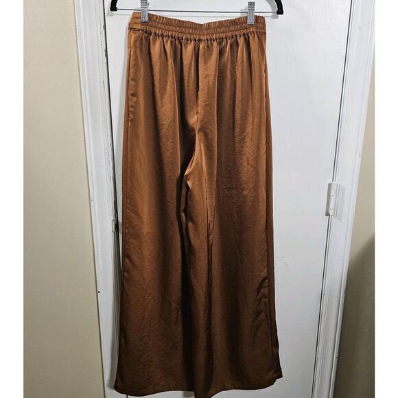 HOUSE OF HARLOW 1960 High Rise Wide Leg Satin Pant Sz S Party Copper Retro - Picture 4 of 5